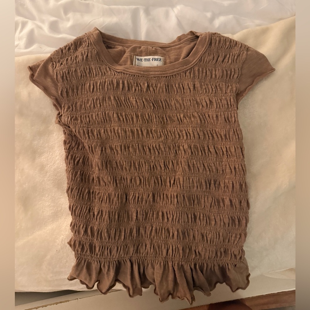 Free People Textured Brown Blouse